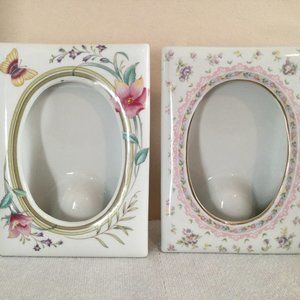 2 Eaton collection Porcelain picture frames made in Japan decorated with flowers